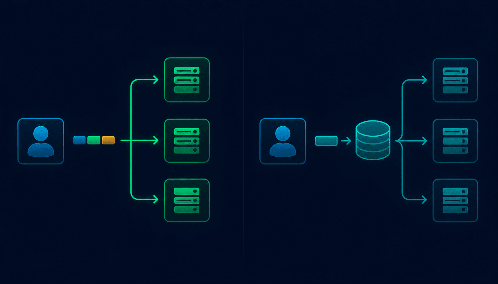 JWT vs session cookies comparison showing stateless token flow on the left and stateful server-side session storage on the right