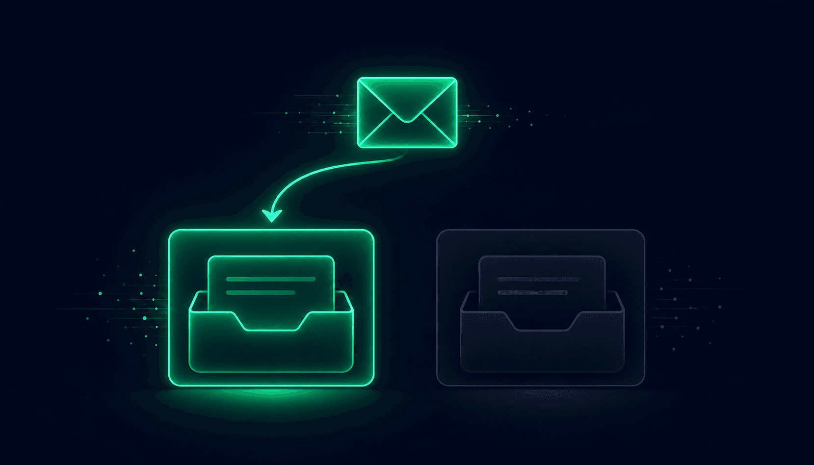 Visualization of an email being blocked at various filter checkpoints, with color-coded indicators showing which authentication or content issues caused the failure