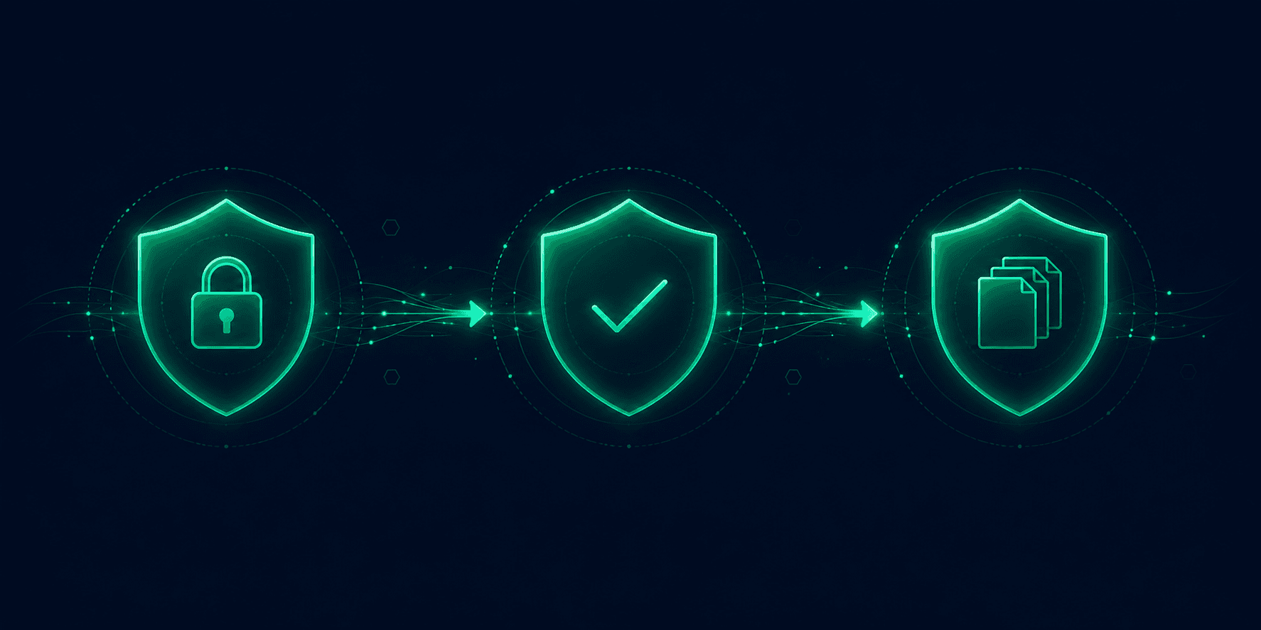 SPF, DKIM, and DMARC authentication flow showing how each record verifies an incoming email